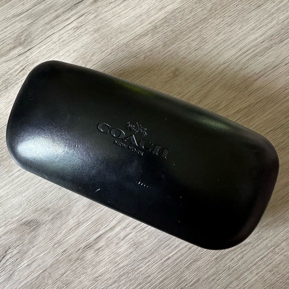 Coach Black Leather Hard Clam Shell Eyewear Glasses Case - Picture 3 of 8